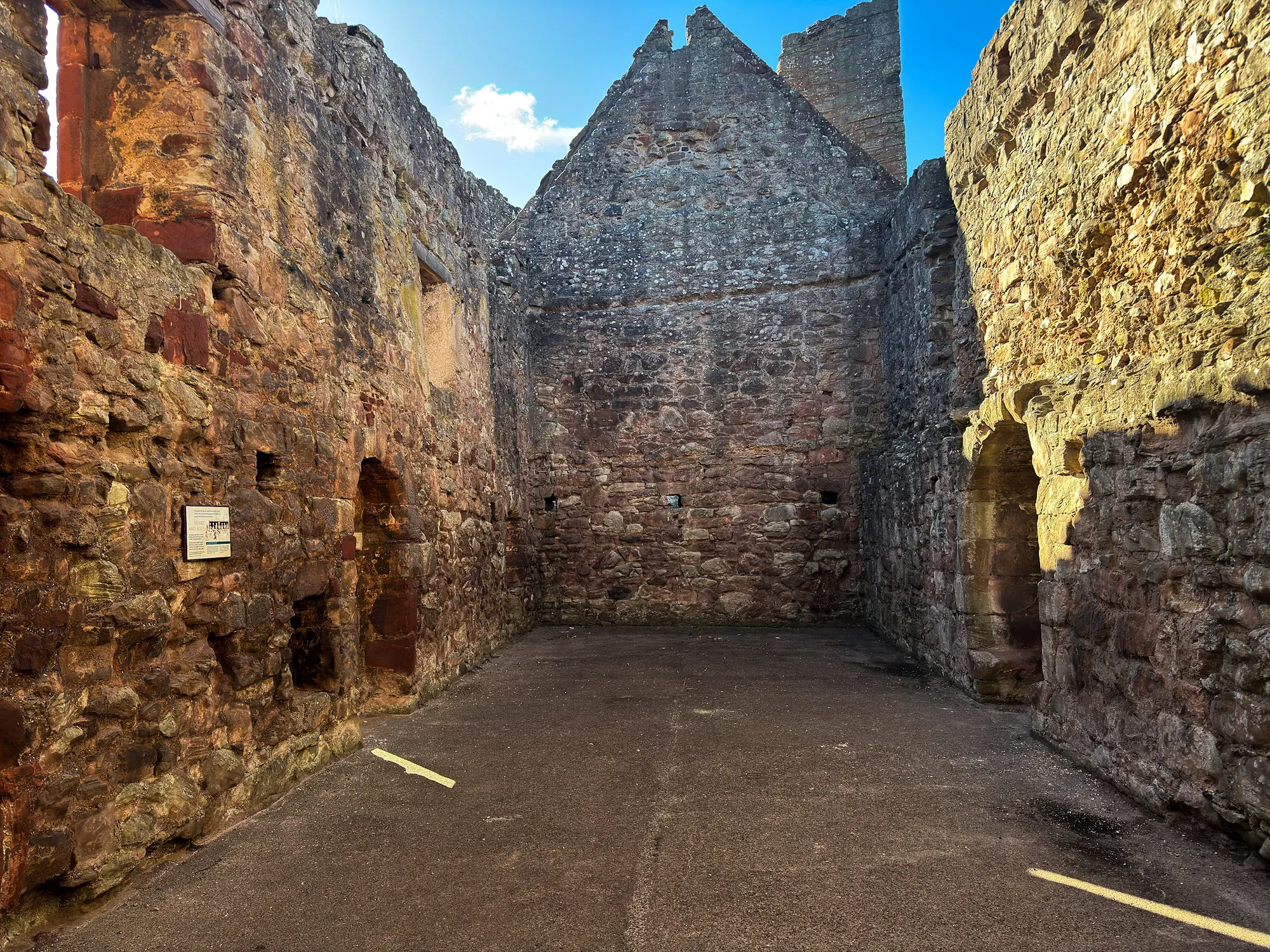 Roofless hall in Hailes Castle