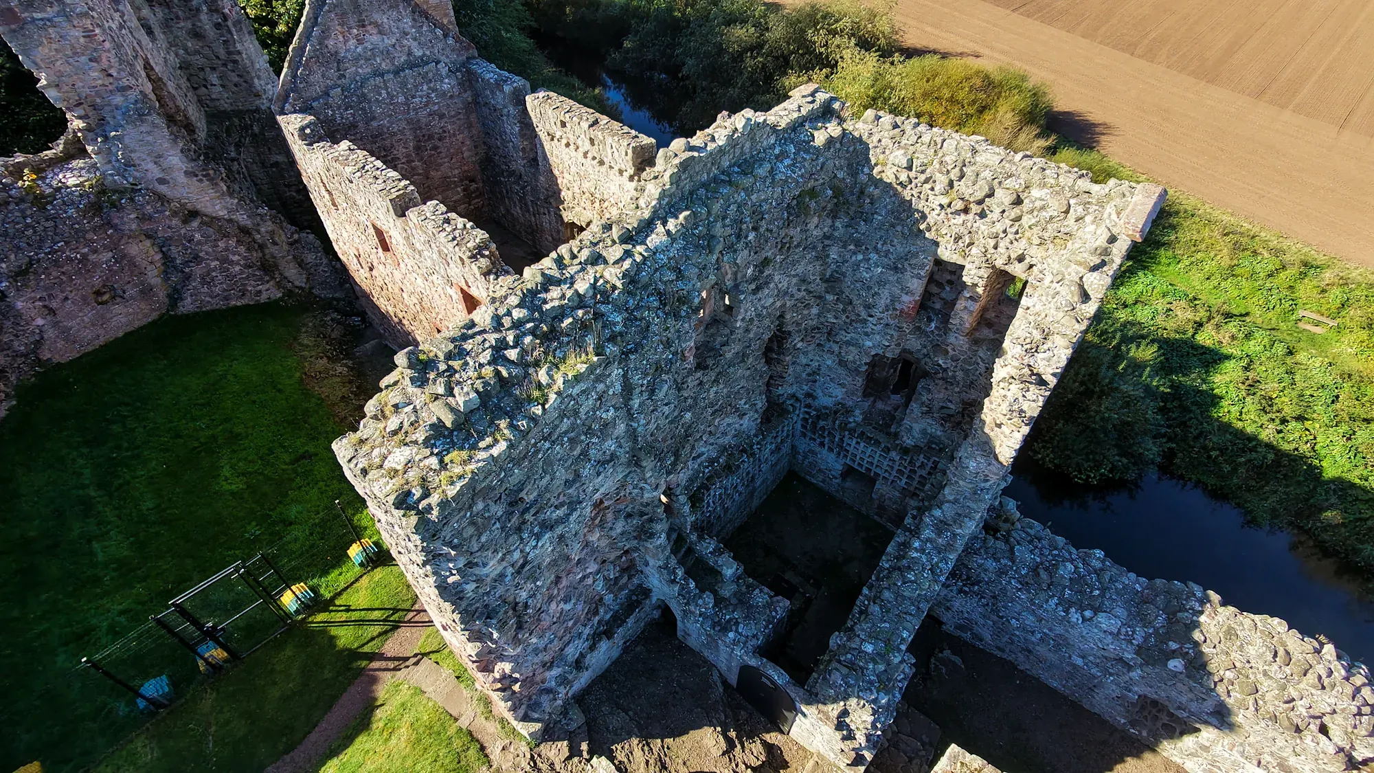 Hailes Castle from the air
