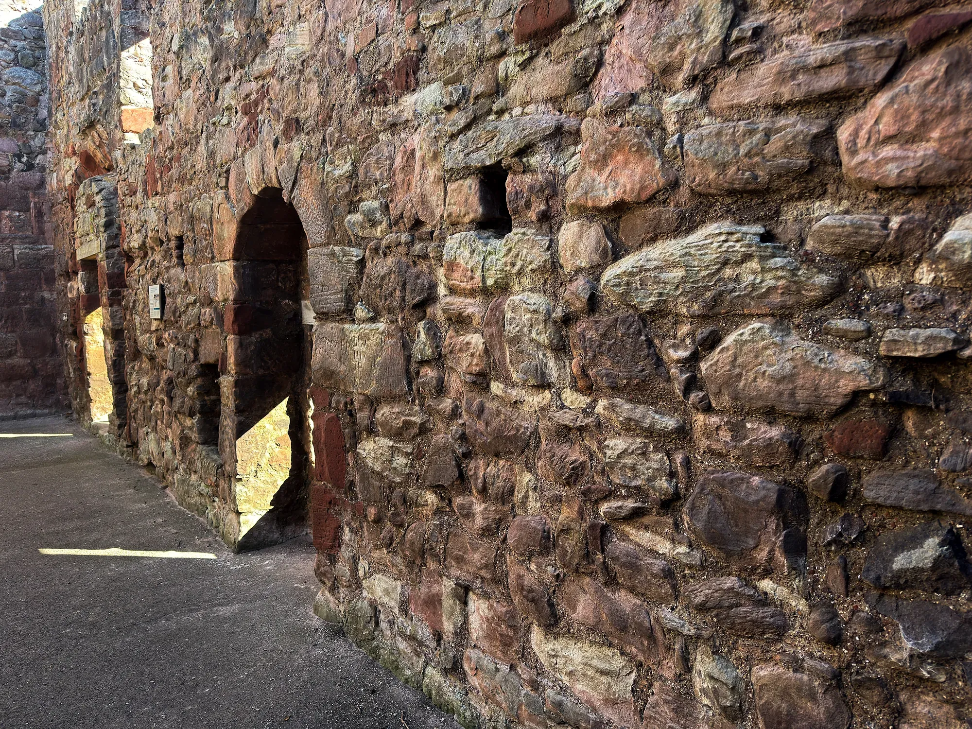 Stone interior wall of Hailes Castle